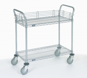 Nexel Utility Cart Wire 2 shelf w/ pneumatic casters